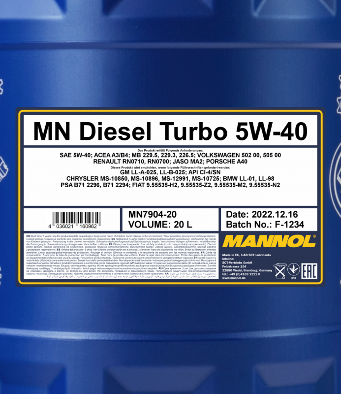 7904 MANNOL DIESEL TURBO 5W40 20 5W 40 7904-mannol-diesel-turbo-5w40-20-5w-40